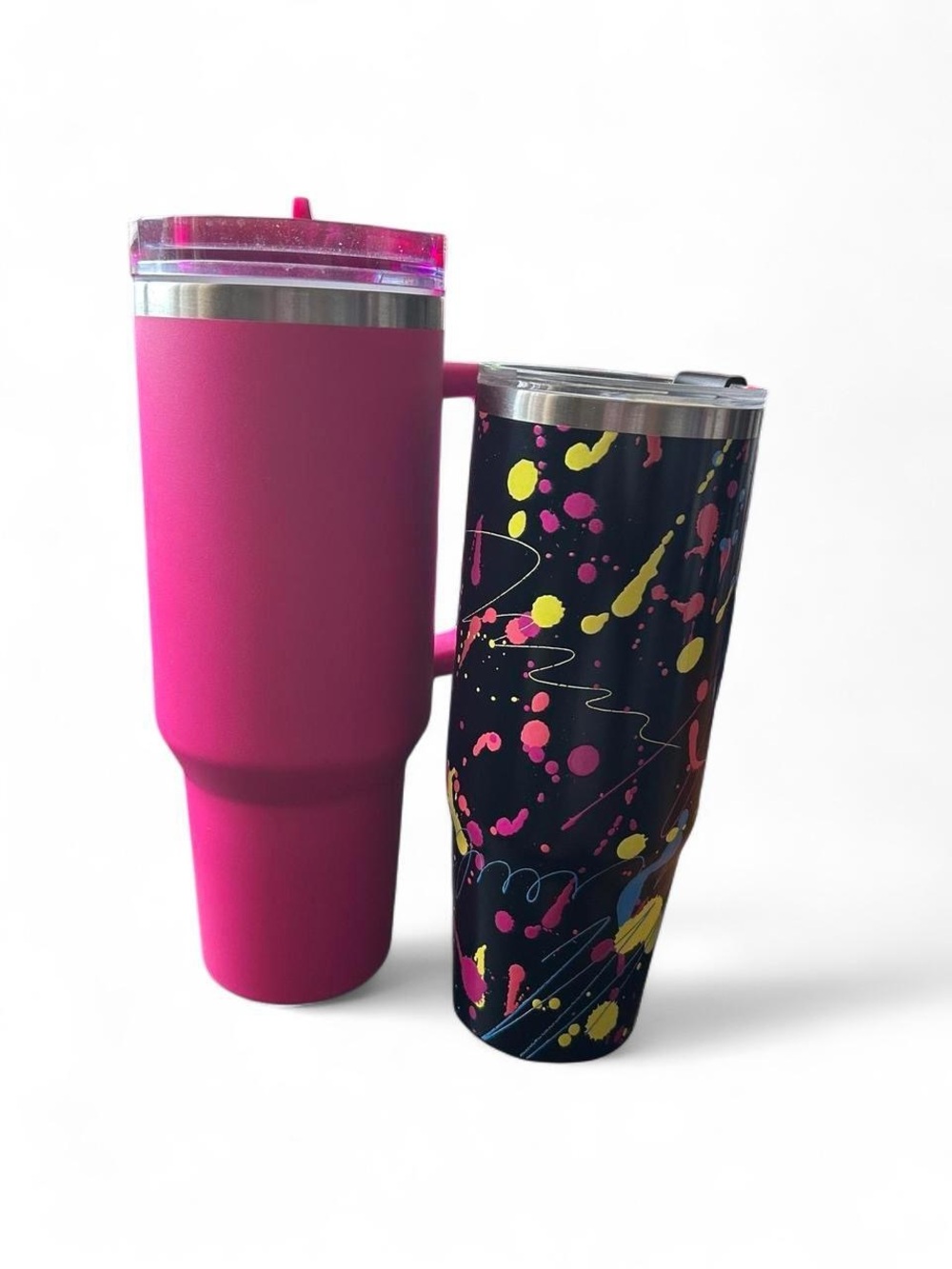 Unused Hot Pink 40oz & Ashland Neon Splatter 30oz Tumbler Iced Hot Coffee Bundle